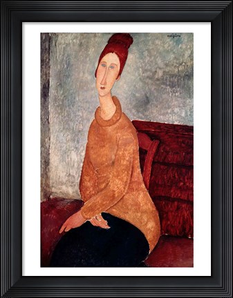 Framed Jeanne Hebuterne in a Yellow Jumper, 1918-19 Print
