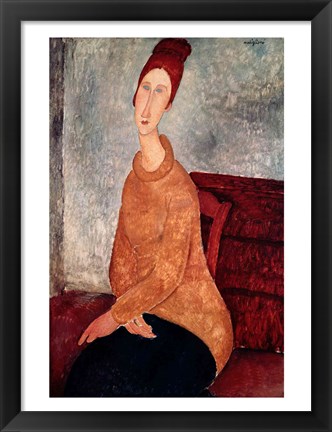 Framed Jeanne Hebuterne in a Yellow Jumper, 1918-19 Print