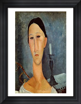 Framed Hanka Zborowska with a Candlestick, 1919 Print