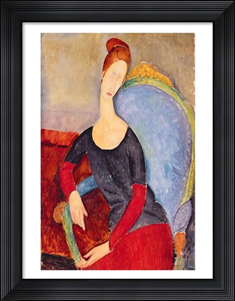 Framed Mme Hebuterne in a Blue Chair, 1918 Print