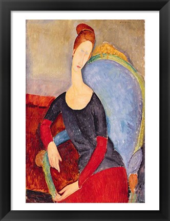 Framed Mme Hebuterne in a Blue Chair, 1918 Print