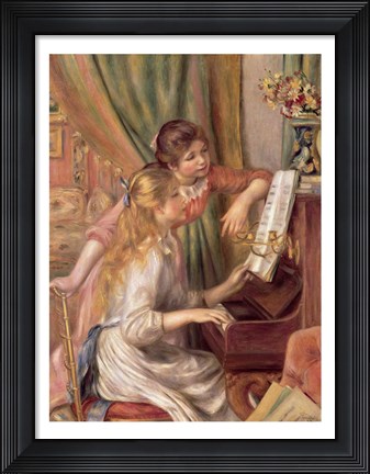 Framed Young Girls at the Piano, 1892 Print