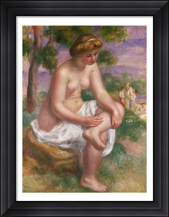 Framed Seated Bather in a Landscape Print