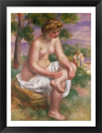 Framed Seated Bather in a Landscape Print