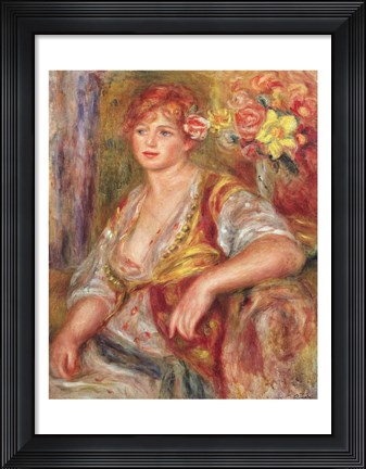 Framed Blonde Woman with a Rose Print