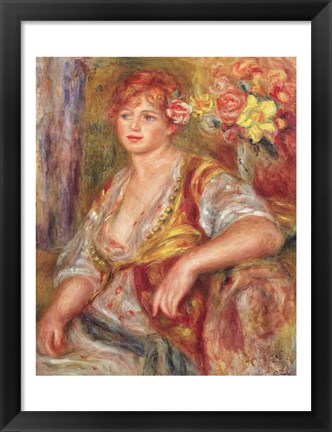 Framed Blonde Woman with a Rose Print