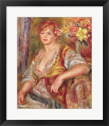 Framed Blonde Woman with a Rose Print