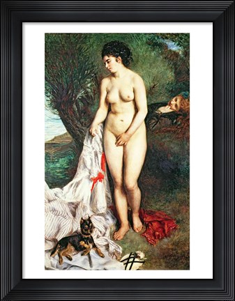 Framed Bather with a Griffon dog, 1870 Print