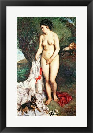 Framed Bather with a Griffon dog, 1870 Print