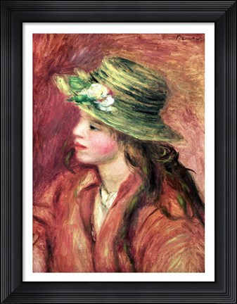 Framed Young Girl in a Straw Hat Print