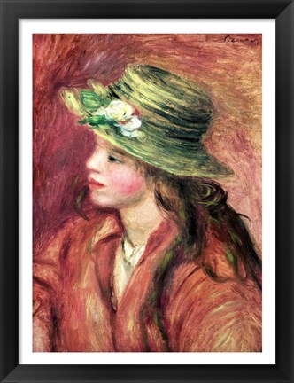 Framed Young Girl in a Straw Hat Print