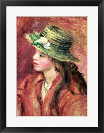 Framed Young Girl in a Straw Hat Print