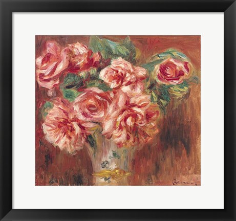 Framed Roses in a Vase, c.1890 Print