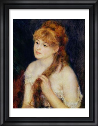 Framed Young Woman Braiding her Hair, 1876 Print