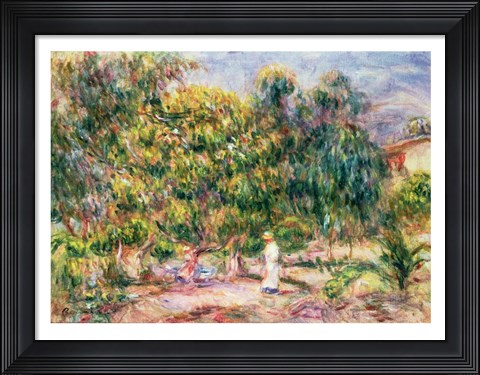 Framed woman in white in the garden of Les Colettes, 1915 Print