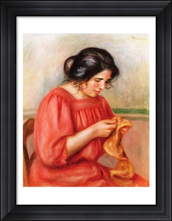 Framed Gabrielle darning, 1908 Print
