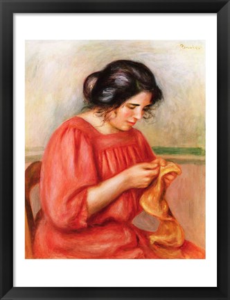 Framed Gabrielle darning, 1908 Print