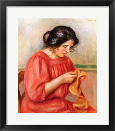 Framed Gabrielle darning, 1908 Print