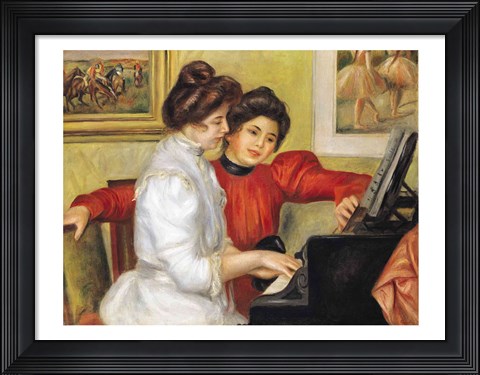 Framed Yvonne and Christine Lerolle at the piano, 1897 Print