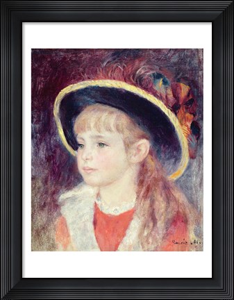 Framed Portrait of a Young Girl in a Blue Hat, 1881 Print