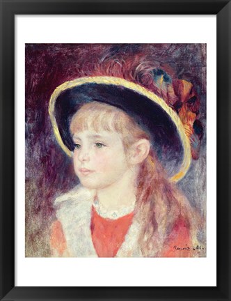 Framed Portrait of a Young Girl in a Blue Hat, 1881 Print