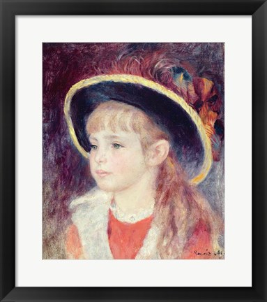 Framed Portrait of a Young Girl in a Blue Hat, 1881 Print