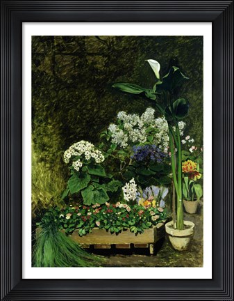 Framed Flowers in a Greenhouse, 1864 Print