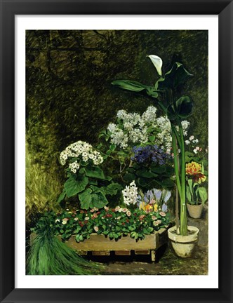 Framed Flowers in a Greenhouse, 1864 Print