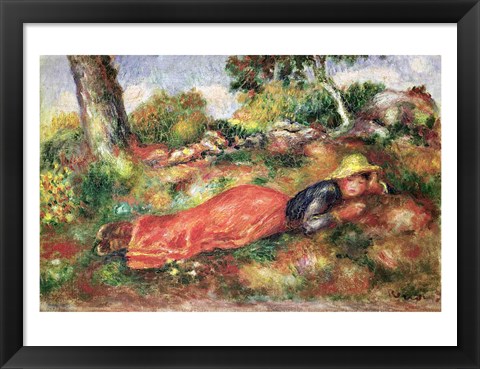 Framed Young Girl Sleeping on the Grass Print