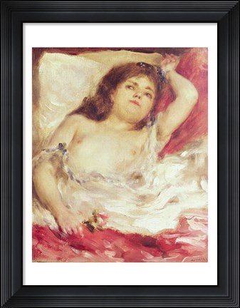 Framed Semi-Nude Woman in Bed: The Rose, before 1872 Print
