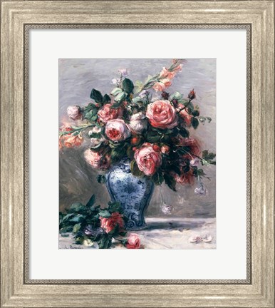 Framed Vase of Roses Print