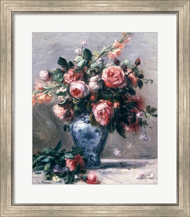 Framed Vase of Roses Print