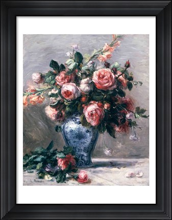 Framed Vase of Roses Print