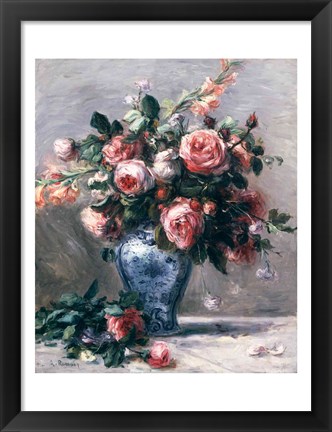 Framed Vase of Roses Print