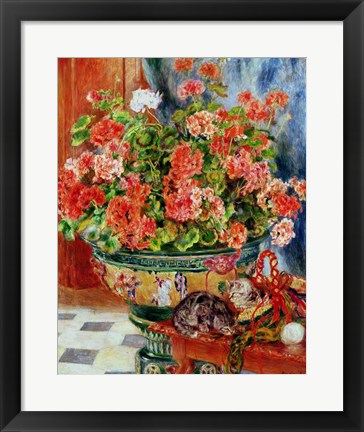 Framed Geraniums and Cats, 1881 Print