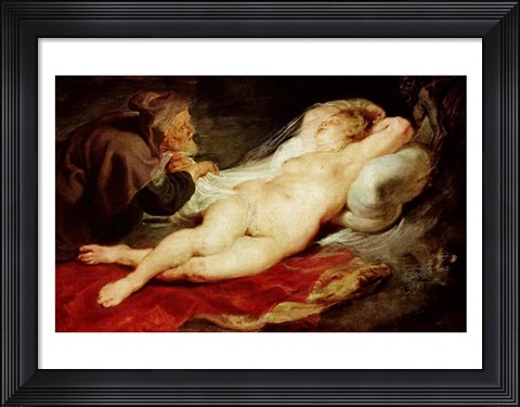Framed Hermit and the sleeping Angelica, 1626-28 Print