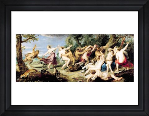 Framed Diana and her Nymphs Surprised by Fauns, 1638-40 Print