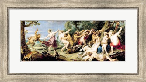 Framed Diana and her Nymphs Surprised by Fauns, 1638-40 Print