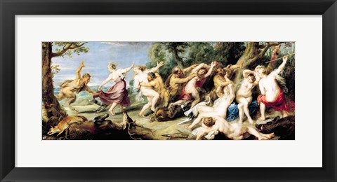 Framed Diana and her Nymphs Surprised by Fauns, 1638-40 Print