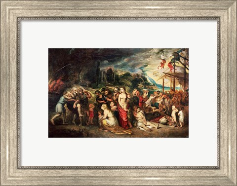 Framed Aeneas prepares to lead the Trojans into exile, c.1602 Print