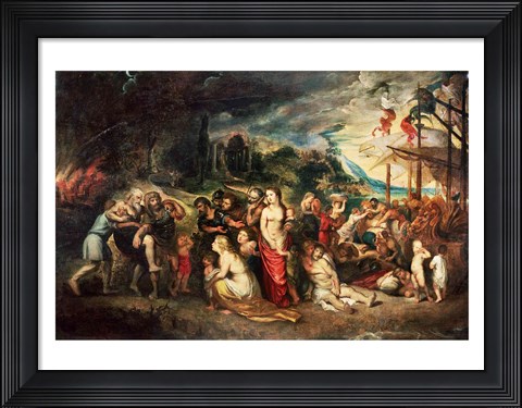 Framed Aeneas prepares to lead the Trojans into exile, c.1602 Print