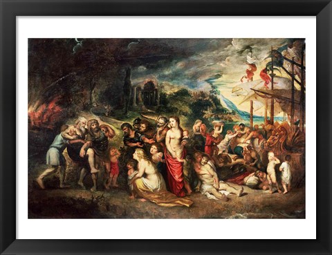 Framed Aeneas prepares to lead the Trojans into exile, c.1602 Print