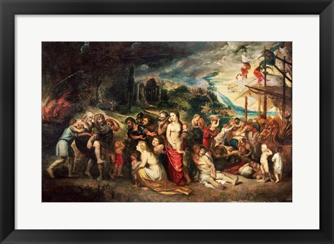 Framed Aeneas prepares to lead the Trojans into exile, c.1602 Print