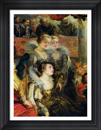 Framed Medici Cycle: The Coronation of Marie de Medici, detail of the Princesses of Guemenee and Conti Print