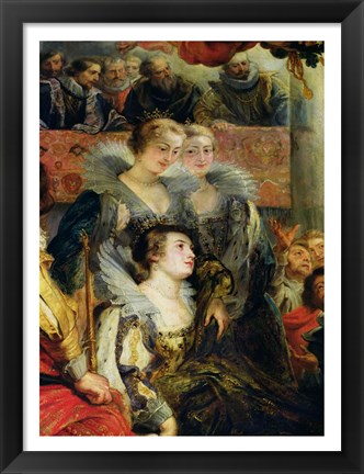Framed Medici Cycle: The Coronation of Marie de Medici, detail of the Princesses of Guemenee and Conti Print