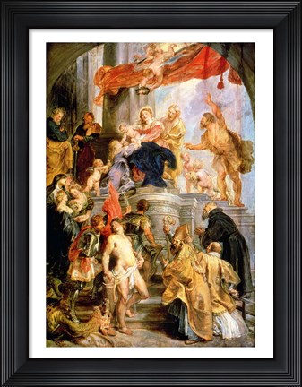 Framed Enthroned Madonna with Child, Encircled by Saints Print