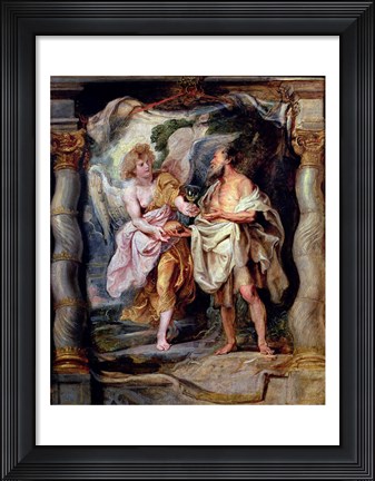 Framed Prophet Elijah and the Angel in the Wilderness Print