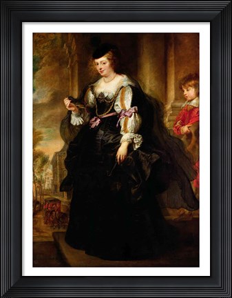 Framed Portrait of Helene Fourment with a Coach Print