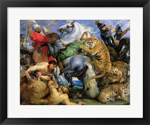 Framed Tiger Hunt Print