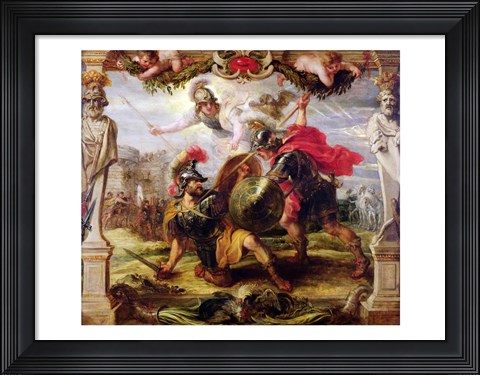 Framed Achilles Defeating Hector Print
